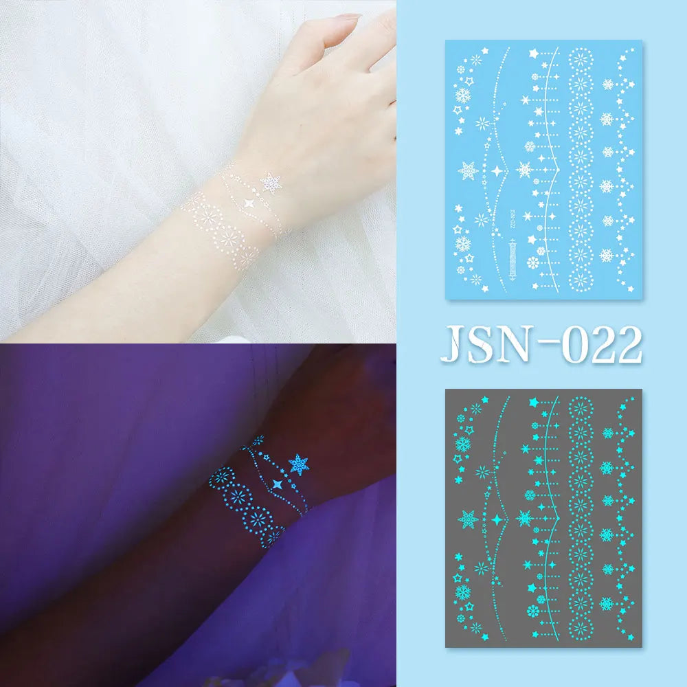 Luminous Bracelet & Necklace Tattoo Stickers – Waterproof Body Art  Glow with effortless style. No jewelry needed.
