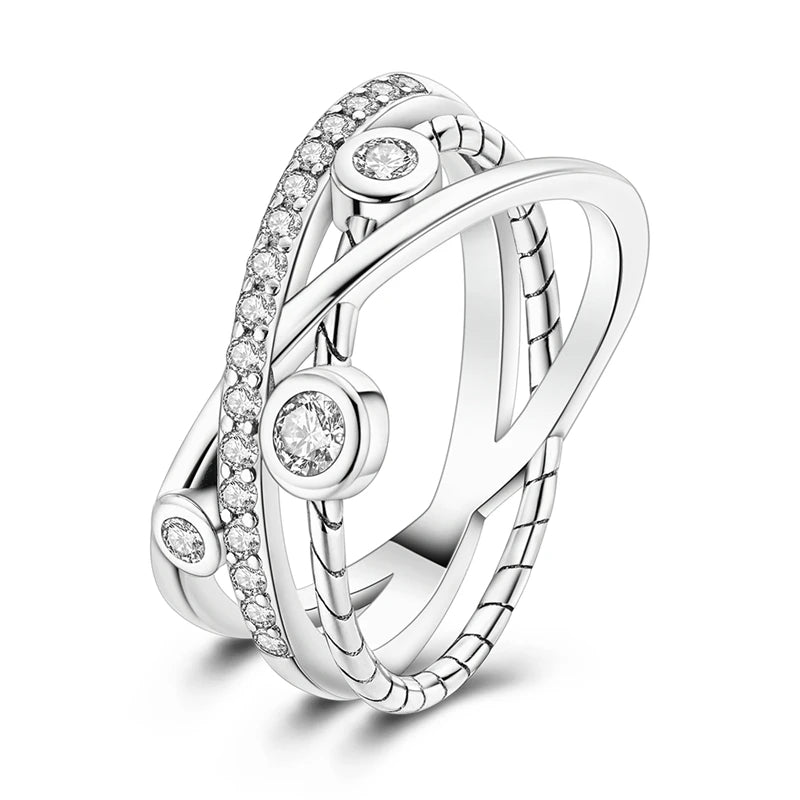 InfinityTwist Ring – 925 Silver Zircon Band  Elegant lines. Timeless shine. A symbol of forever.