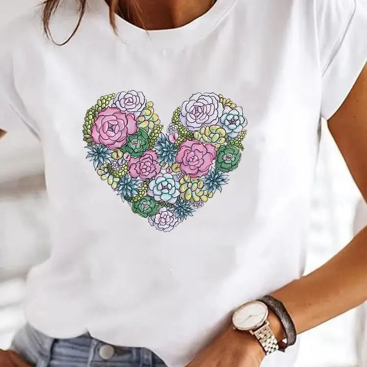 Heart Pop Tee – Y2K Love Print T-Shirt  Cute, playful, and full of personality.