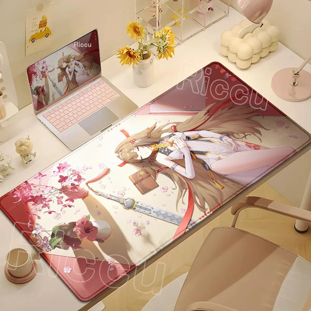 Anime Cute Ye Shunguang Mouse Pad Girl Zenless Zone Zero ZZZ Game Non-slip Mousepad XXL Keyboard Desk Mat 900x400mm Big Mice Mat