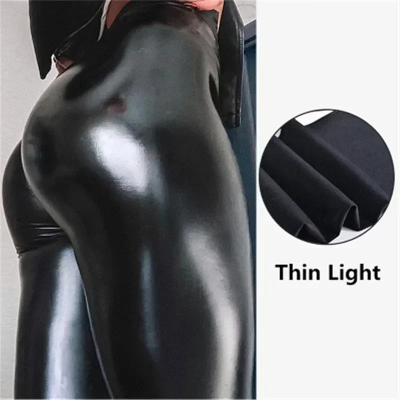 NoirSculpt PU Leggings – High-Waist Leather Look  Glossy finish. Sculpted curves. Bold confidence.