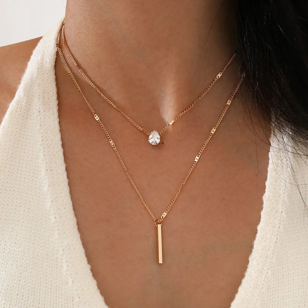 LuxeLayer Zircon Necklace – Multi-Layer Choker  Layered shine. Modern style. Effortless glam.