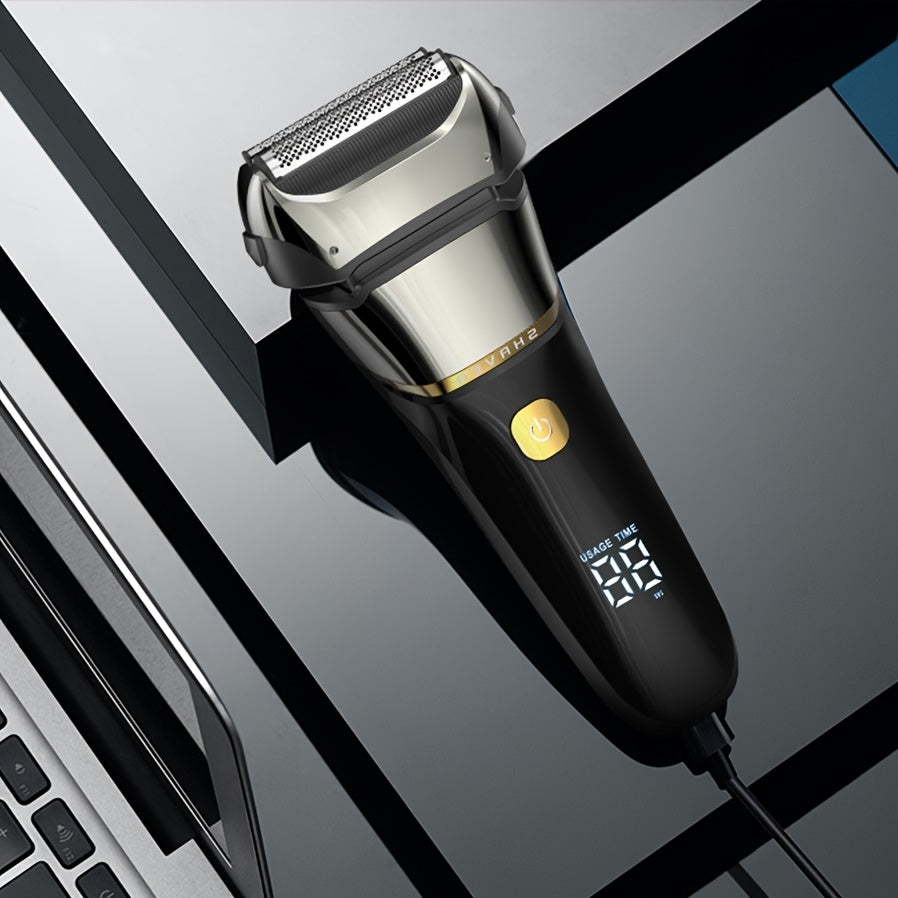 Rechargeable Wet/Dry Electric Razor For Men - LED Display, Pop-up Trimmer - Get A Close, Comfortable Shave!