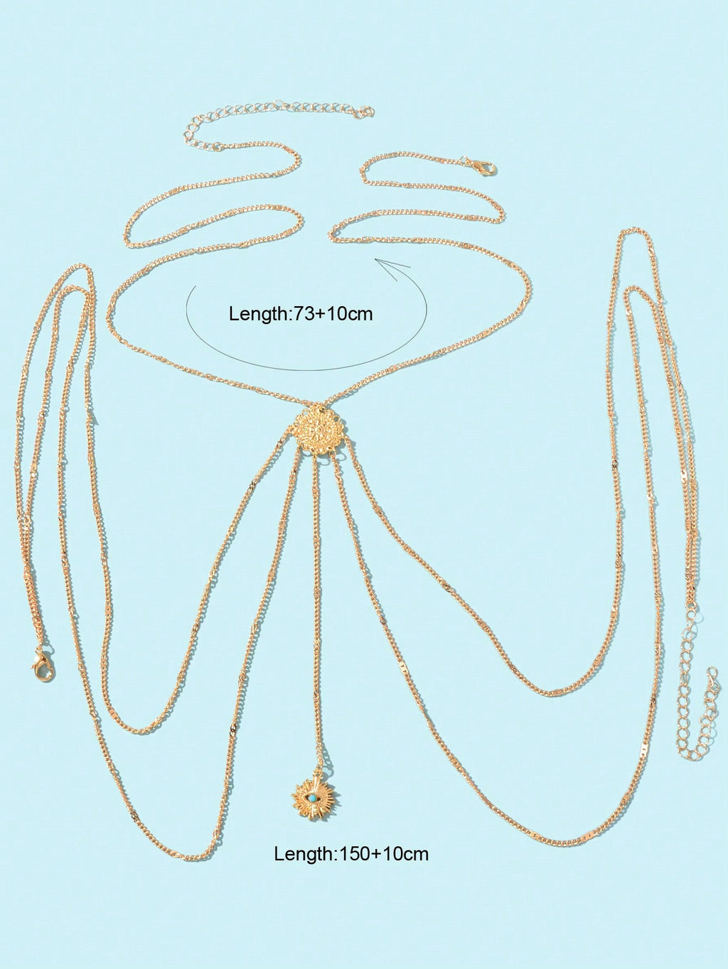 Boho Chic Layered Eye Charm Body Chain Women Crossover Bikini Rave