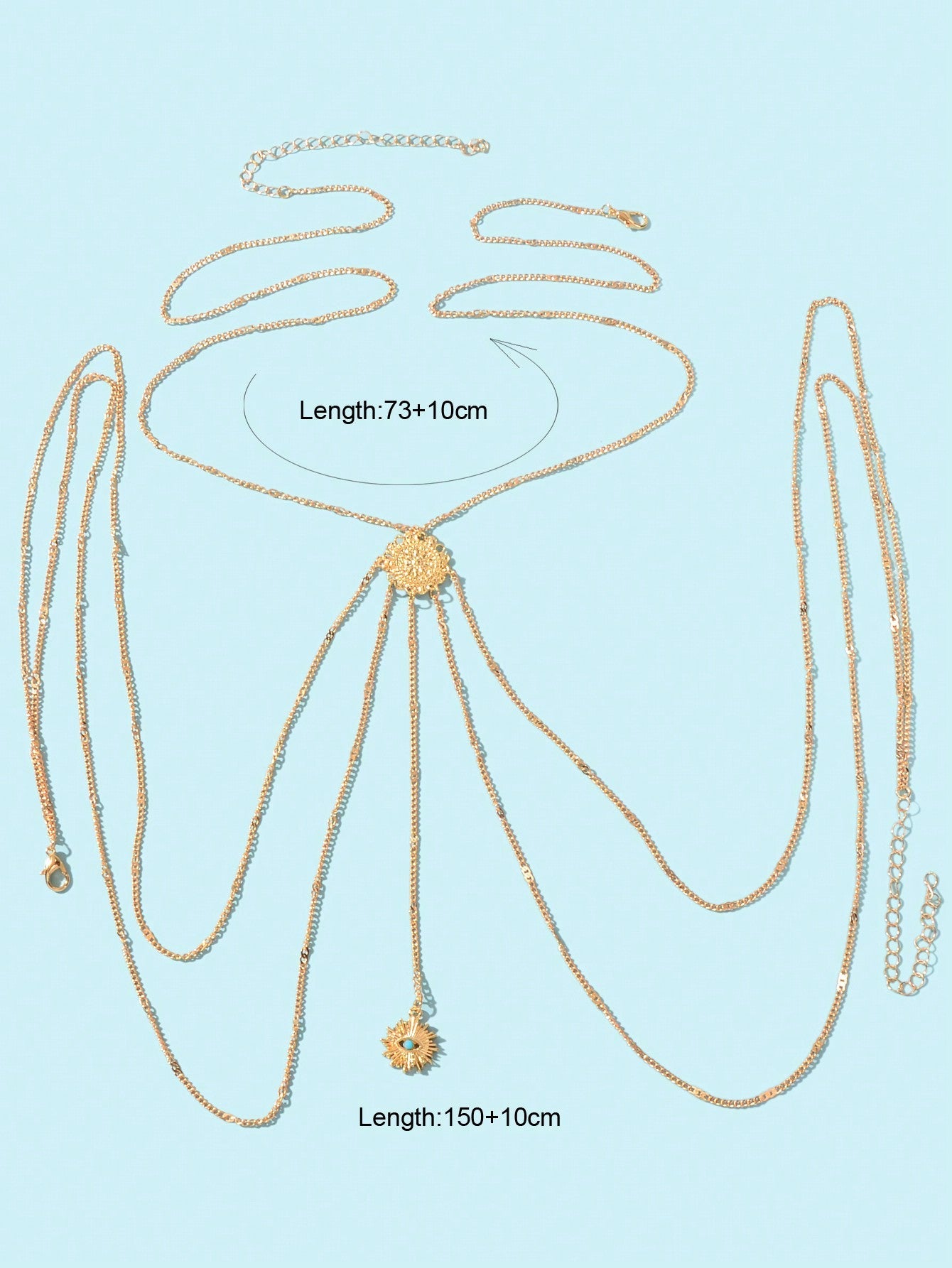Boho Chic Layered Eye Charm Body Chain Women Crossover Bikini Rave