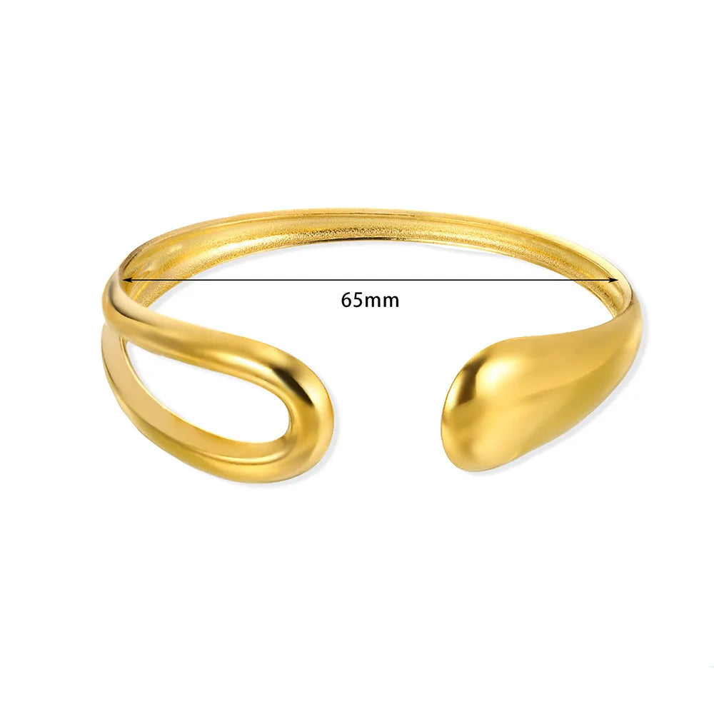 Classic Bump Pattern Openning Bangles For Women Stainless Steel Cuff Bracelet Gold Color  Hand Ornament Party Jewelry Gift