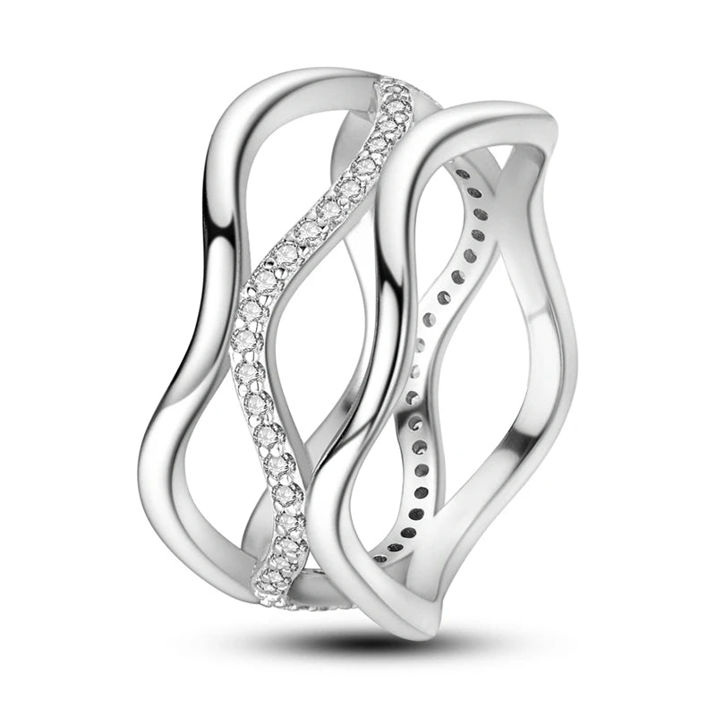 InfinityTwist Ring – 925 Silver Zircon Band  Elegant lines. Timeless shine. A symbol of forever.