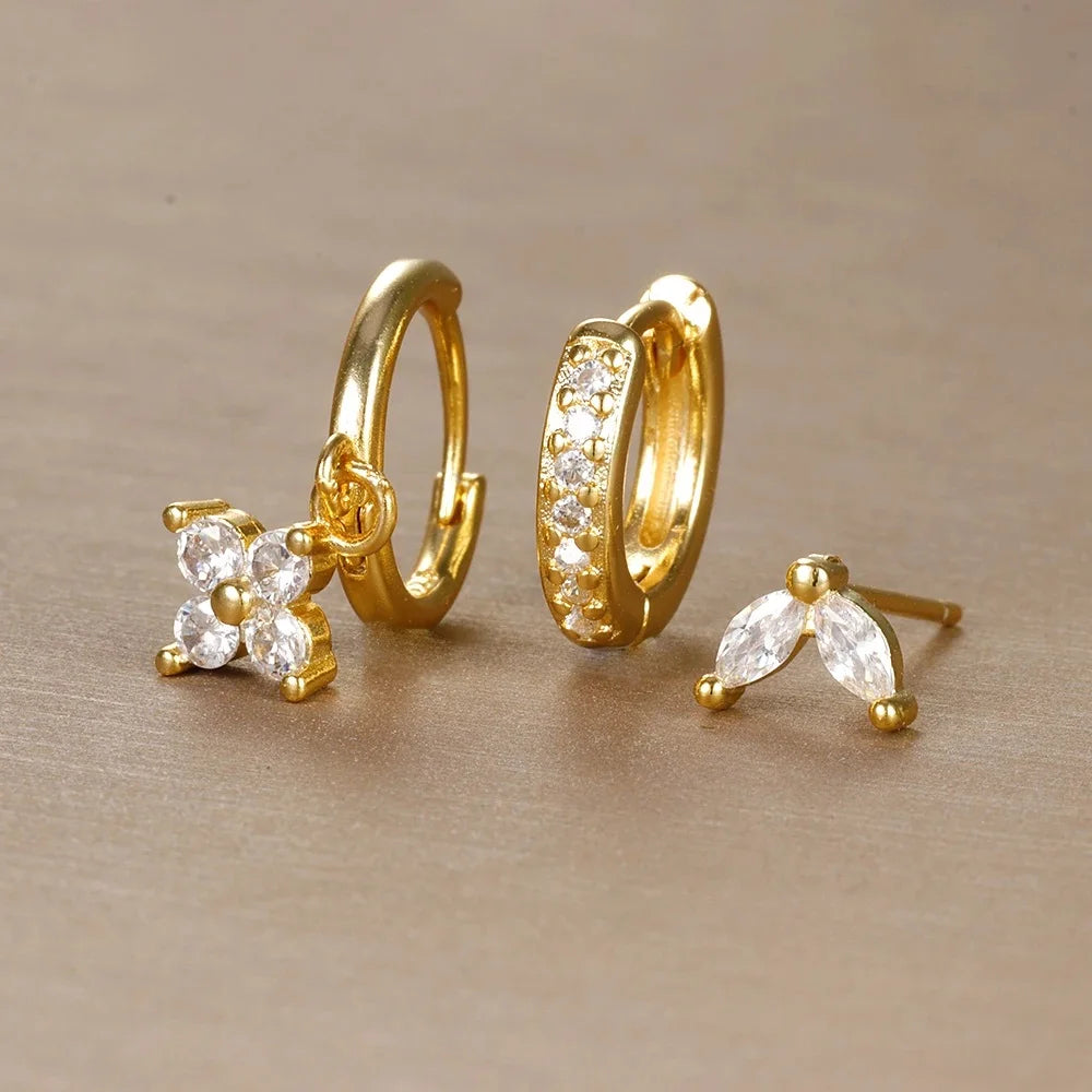 EmeraldGlow Hoops – 3PCS Green Zirconia Set  Fresh color. Subtle shine. Effortless elegance.