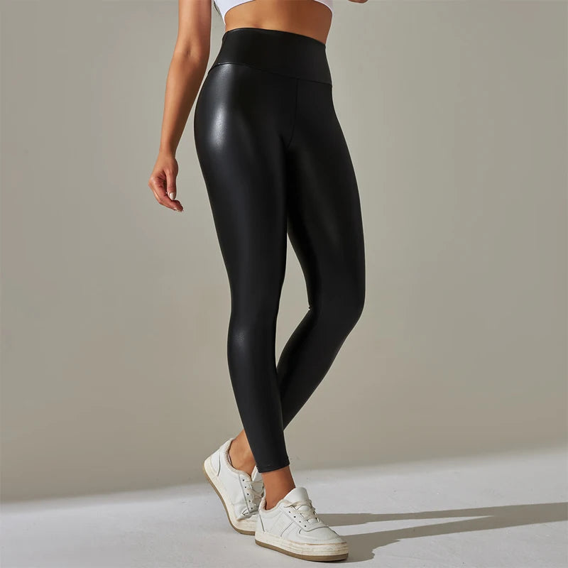 ColorEdge PU Leggings – High-Waist Sculpt Fit  Glossy finish. Bold colors. Powerful confidence.