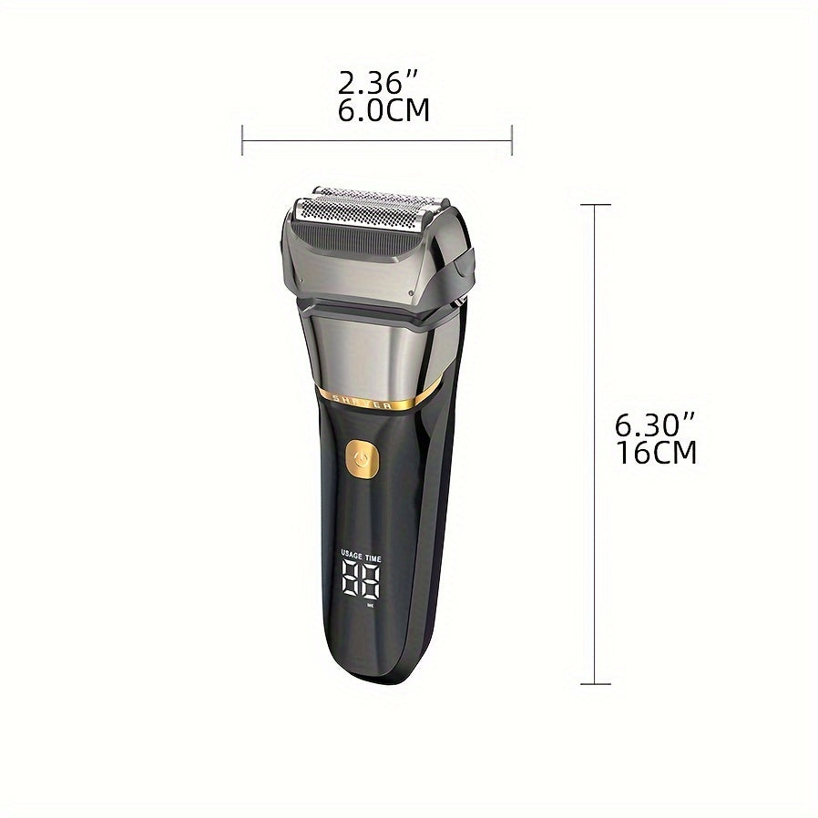 Rechargeable Wet/Dry Electric Razor For Men - LED Display, Pop-up Trimmer - Get A Close, Comfortable Shave!