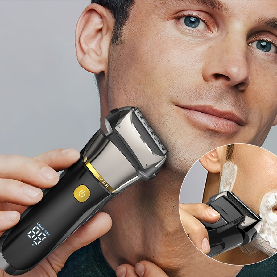 Rechargeable Wet/Dry Electric Razor For Men - LED Display, Pop-up Trimmer - Get A Close, Comfortable Shave!