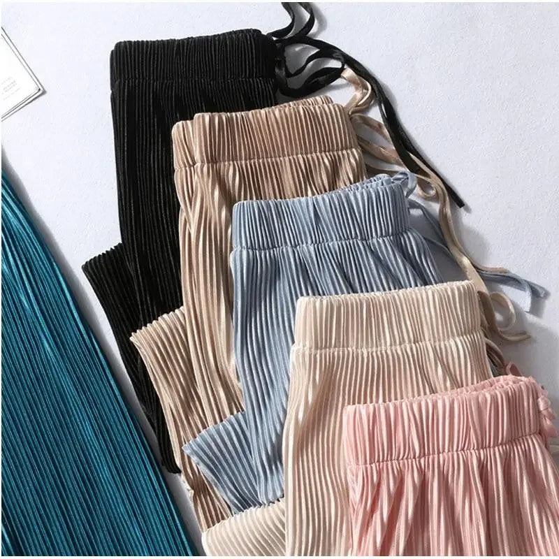 SilkAir Wide Leg Pants – Pleated Ice Silk Trousers  Cool feel. Flowing fit. Effortless elegance.