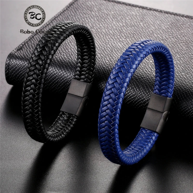 Titan Rope Bracelet – Leather & Steel Magnetic Band  Strong look. Clean design. Built for everyday style.