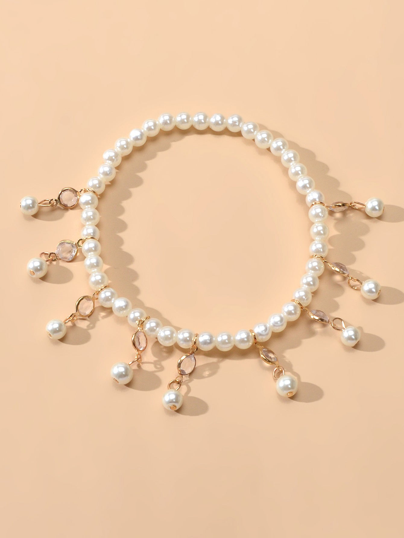 Beach Elastic Imitation Pearl Bead Charm Anklet Foot Chain Bracelet