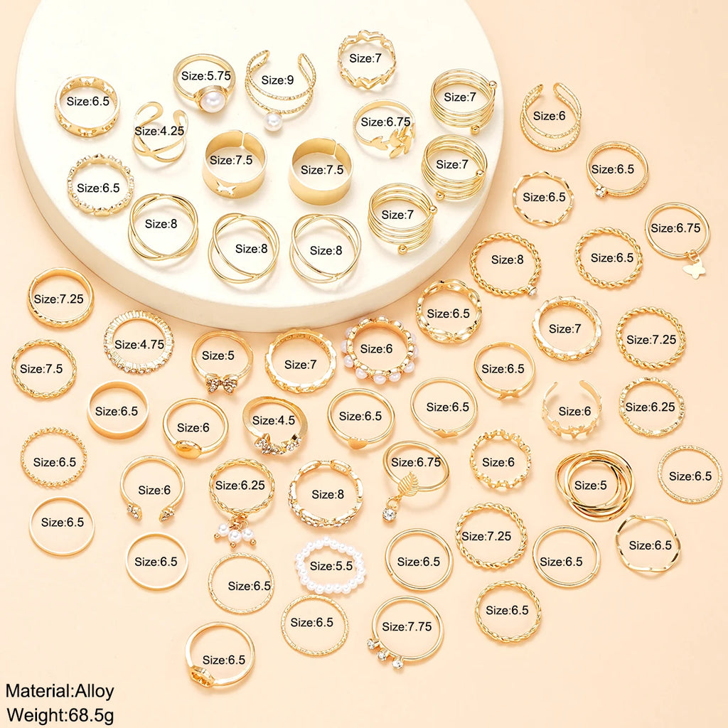 GoldenCharm Ring Set – 58PCS Vintage Mix Rings  Stack it. Mix it. Express your style.