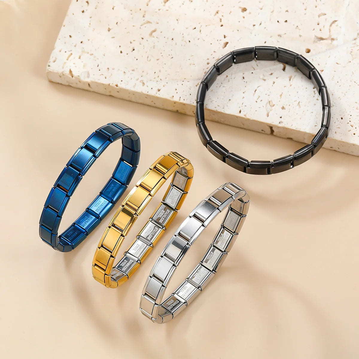 Modu Square Bracelet – Italian Steel Link Band  Sharp design. Strong build. Street-ready style.