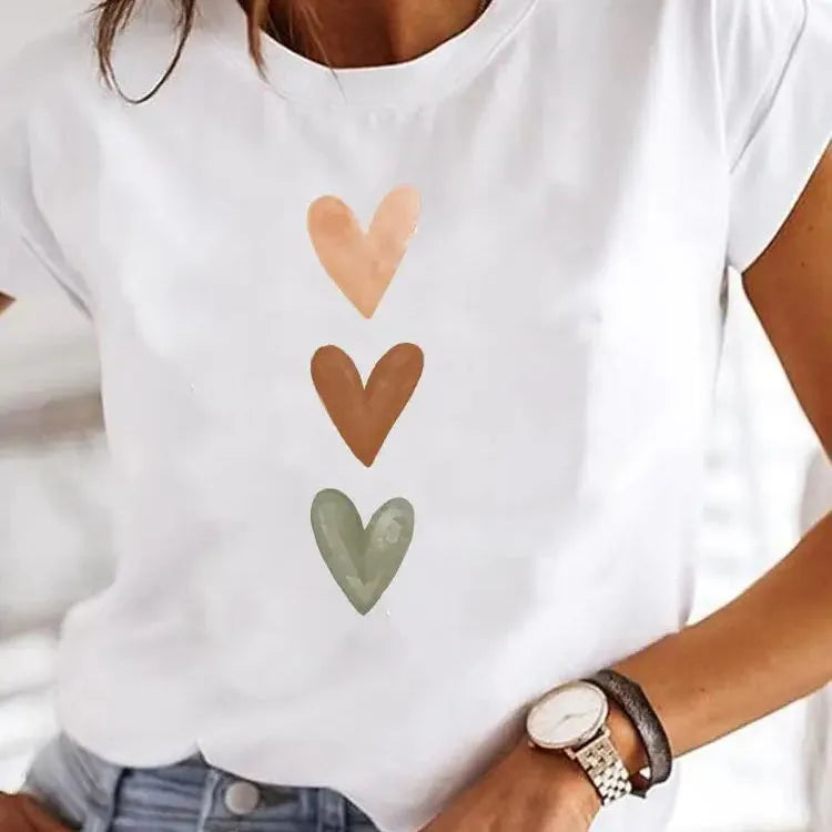 Heart Pop Tee – Y2K Love Print T-Shirt  Cute, playful, and full of personality.