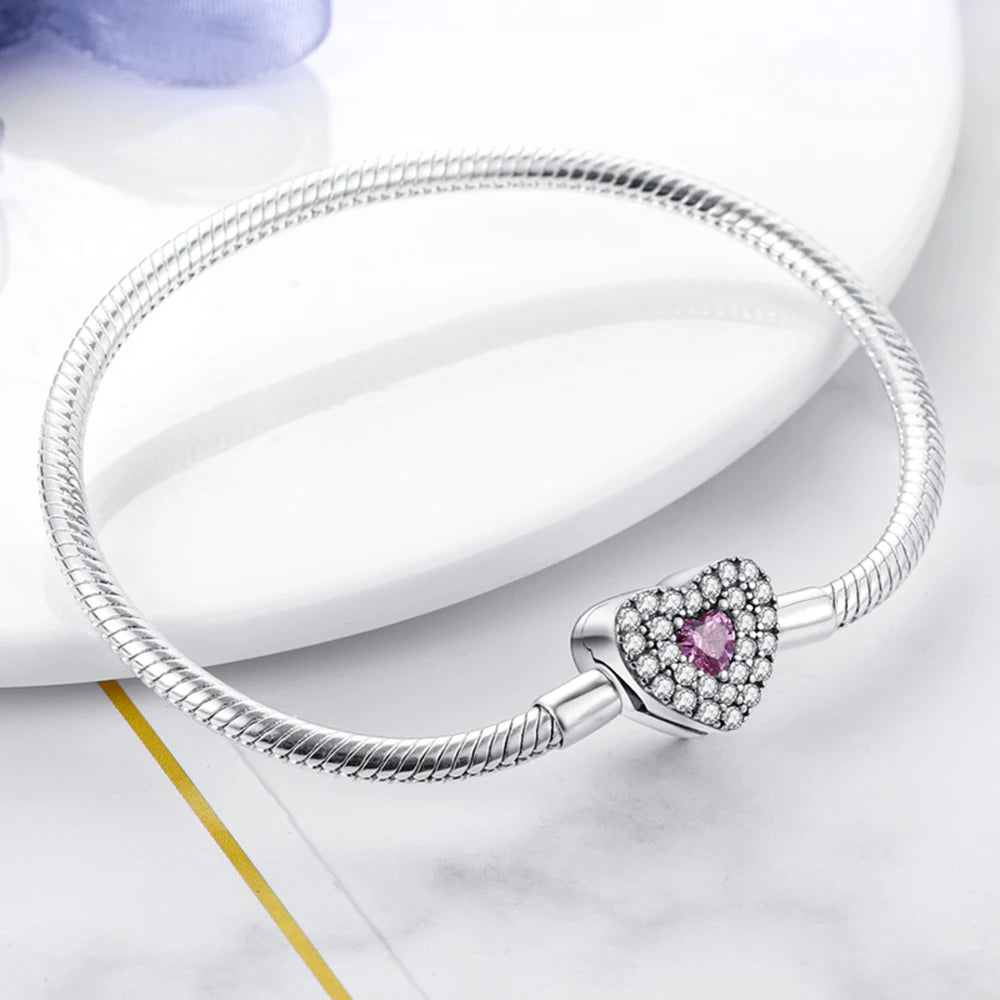 Peach Love Bracelet – S925 Silver Heart Charm  Sweet sparkle. Personal touch. Made with love.