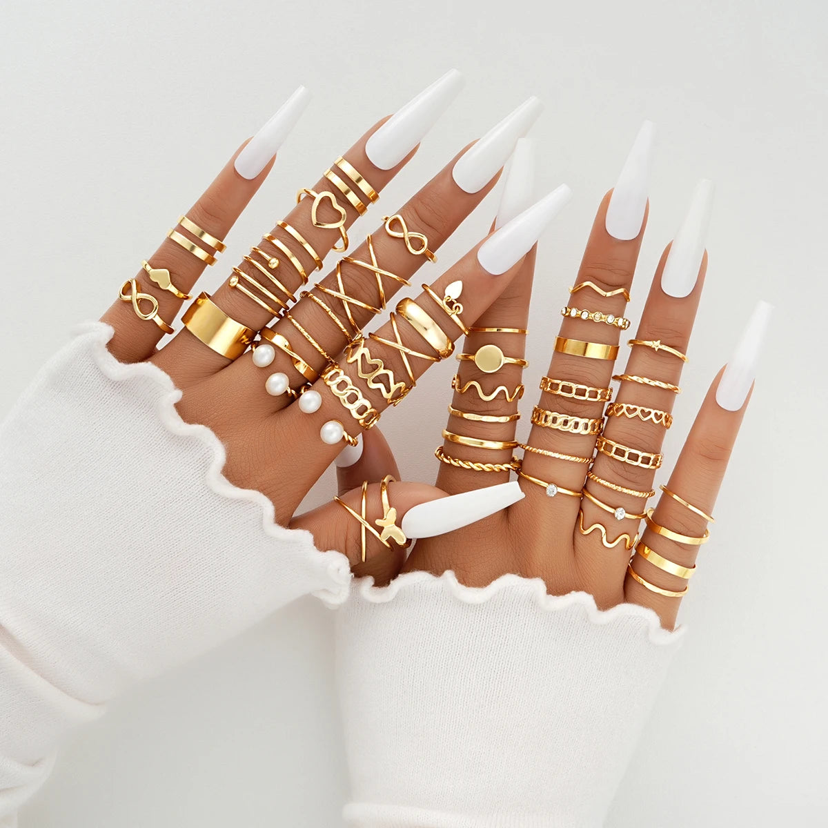 GoldenCharm Ring Set – 58PCS Vintage Mix Rings  Stack it. Mix it. Express your style.
