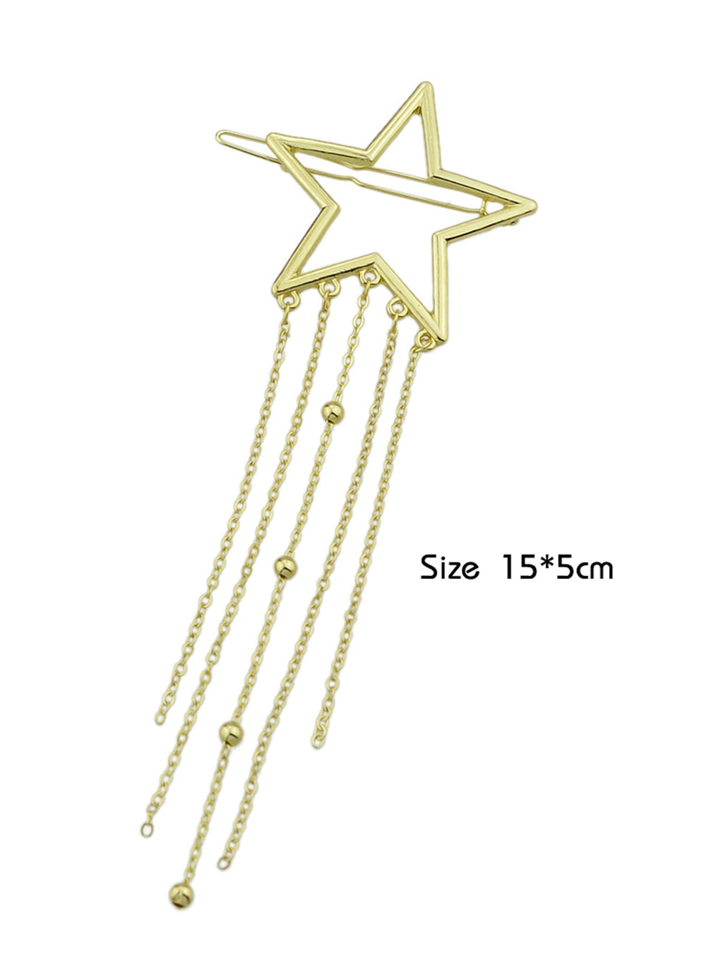 Gold Star Long Chain Tassel Hairgrips Wedding Party Hair Clips Hair