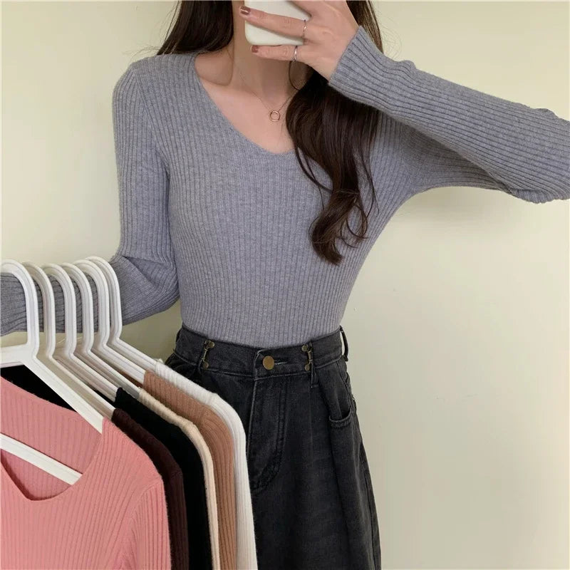 CozyCore Knit Sweater – Long Sleeve Basic Pullover  Soft warmth. Clean style. Everyday comfort.