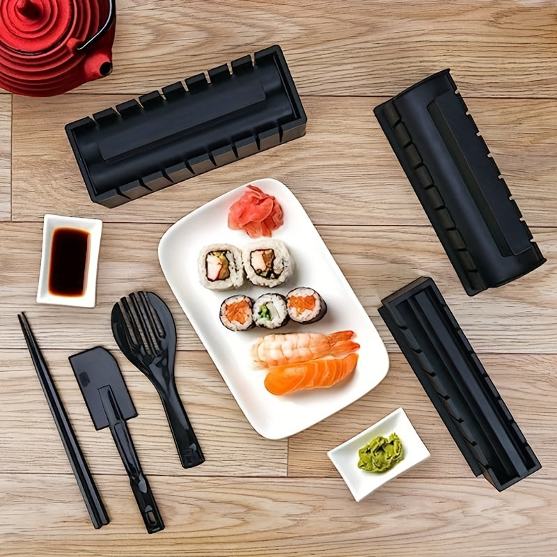10pcs/set, DIY Sushi Maker Set - Includes Plastic Sushi Roller, Rice Mold, Spreader, and Kitchen Tools - Perfect for Back to School and Home Cooking
