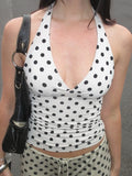 DotMuse Halter Top – Y2K Backless Lace-Up Chic  Playful, bold, and made to stand out.