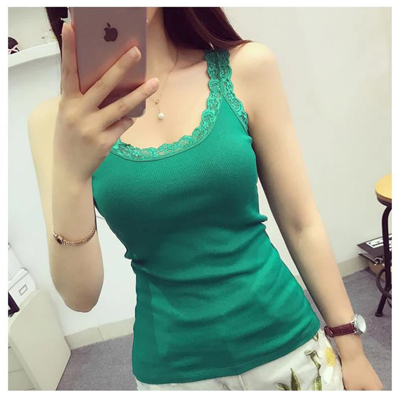 Lace Layer Tank – Sheer Lace Contrast Cami  Soft lace. Bold contrast. Effortless elegance.