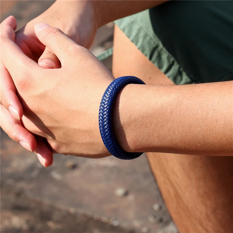 Titan Rope Bracelet – Leather & Steel Magnetic Band  Strong look. Clean design. Built for everyday style.