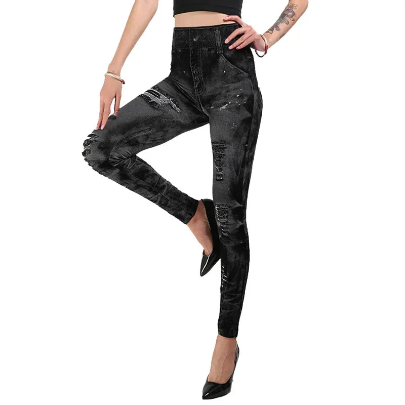 DenimFlex Leggings – High-Waist Push-Up Fit  Denim look. Legging comfort. Everyday confidence.