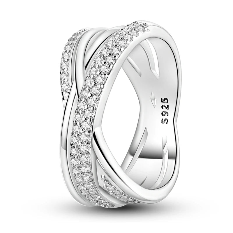 InfinityTwist Ring – 925 Silver Zircon Band  Elegant lines. Timeless shine. A symbol of forever.