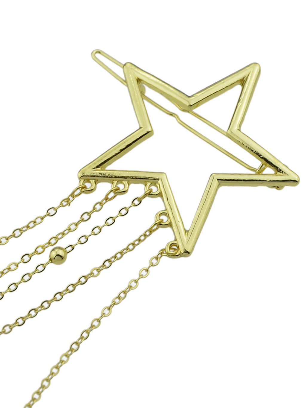 Gold Star Long Chain Tassel Hairgrips Wedding Party Hair Clips Hair