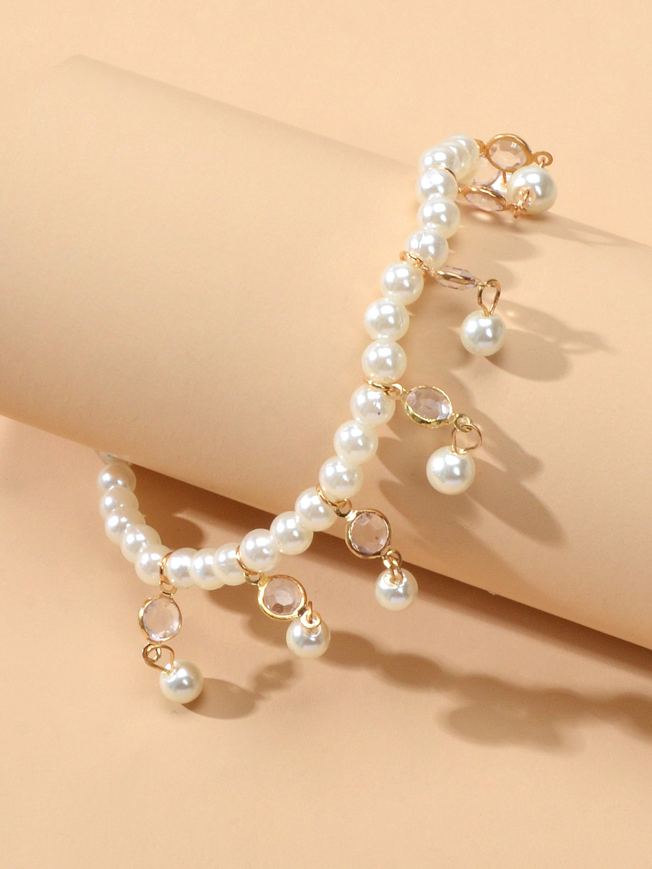 Beach Elastic Imitation Pearl Bead Charm Anklet Foot Chain Bracelet