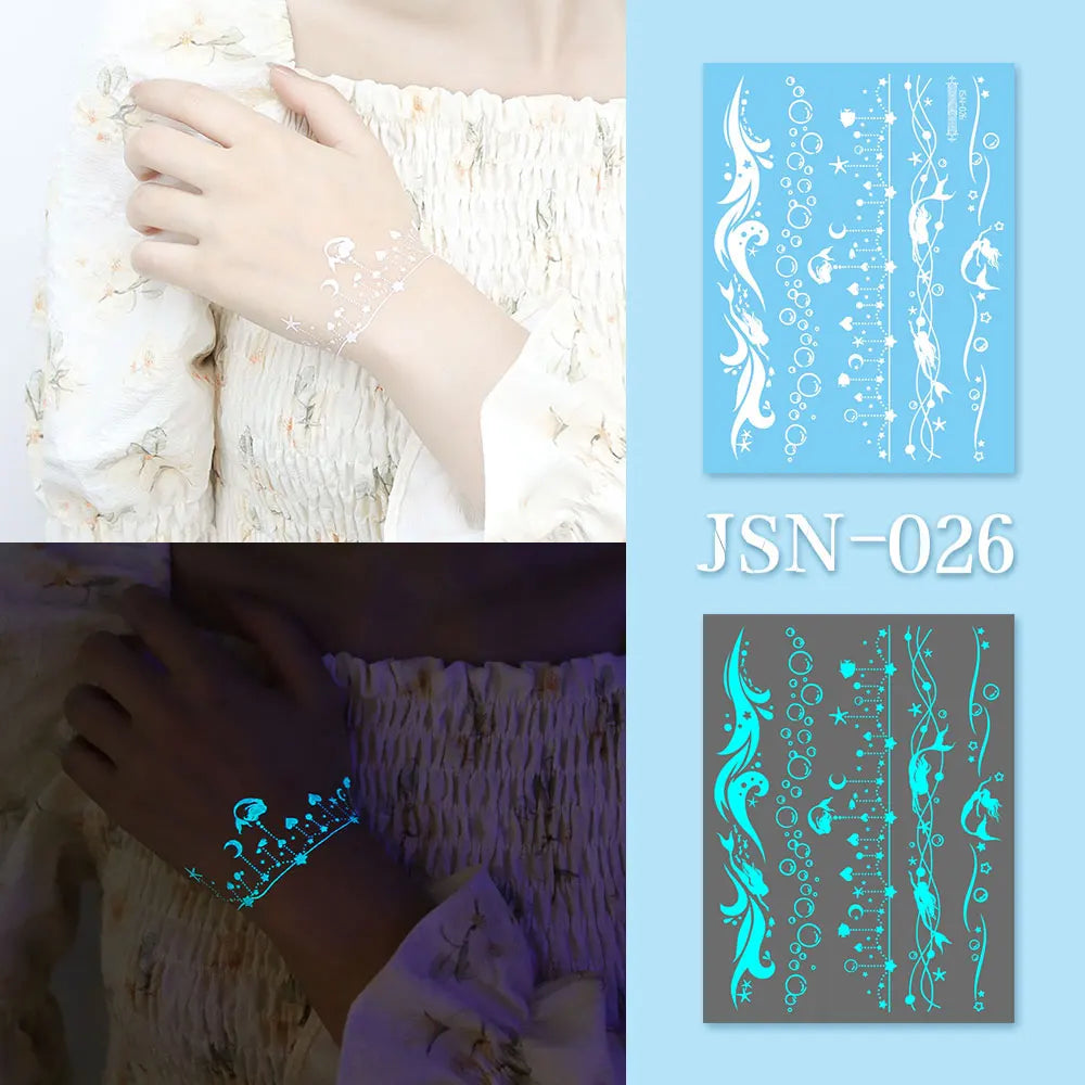Luminous Bracelet & Necklace Tattoo Stickers – Waterproof Body Art  Glow with effortless style. No jewelry needed.