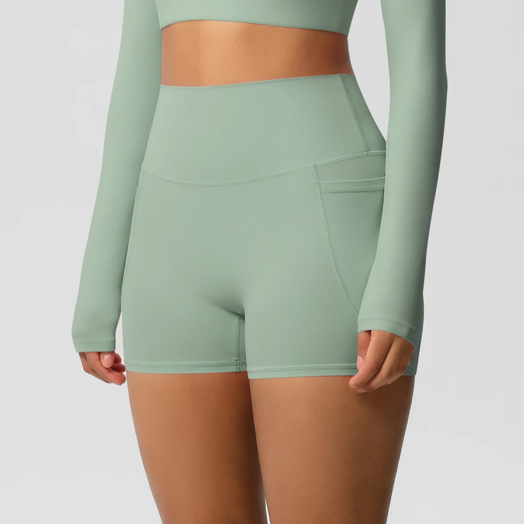 PocketFlex Gym Shorts – High-Waist Squat-Proof Fit  Train hard. Move freely. Stay confident.