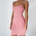 Summer Spaghetti Strap Mini Dress 2026 Women Sexy Bodycon Club Party Dresses Short Female Camisole Solid Black Sheath Sundress