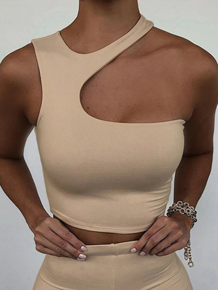 Edge Cut Crop Top – Off-Shoulder Irregular Summer Fit  Bold cuts. Sleek fit. Instant statement.
