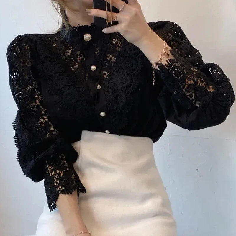 Lace Aura Elegant Blouse – Sweet Lace Office Shirt  Soft elegance with a modern feminine touch.