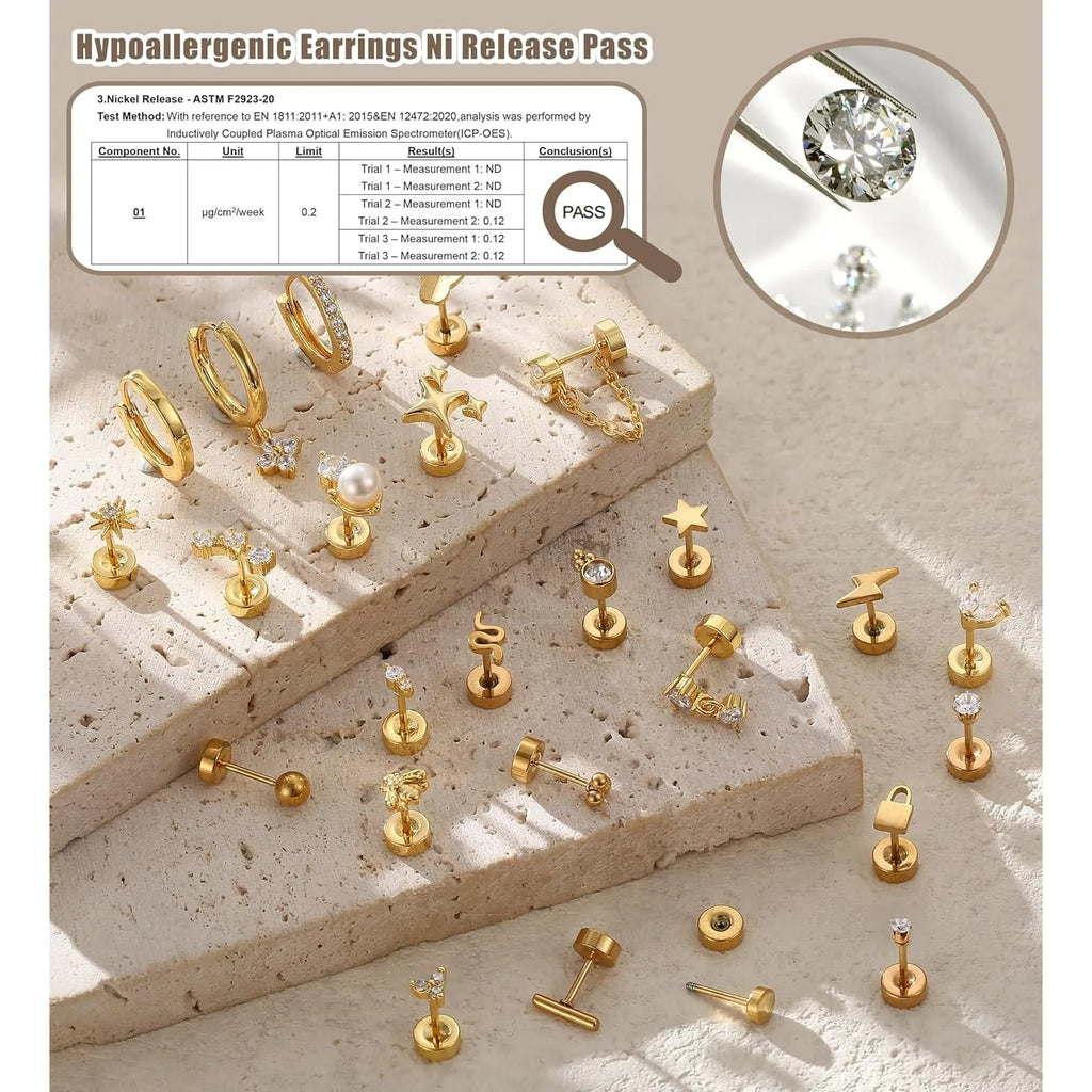 PureSafe Flat Back Earrings – Surgical Steel Studs  Gentle on skin. Sleek in style. Made for everyday comfort.