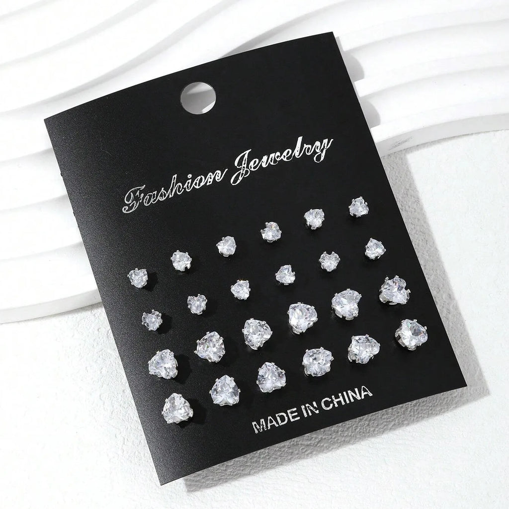 LuxeSpark Earring Set – 12 Pairs Zirconia Collection  Shine daily. Mix your style. Luxury made simple.