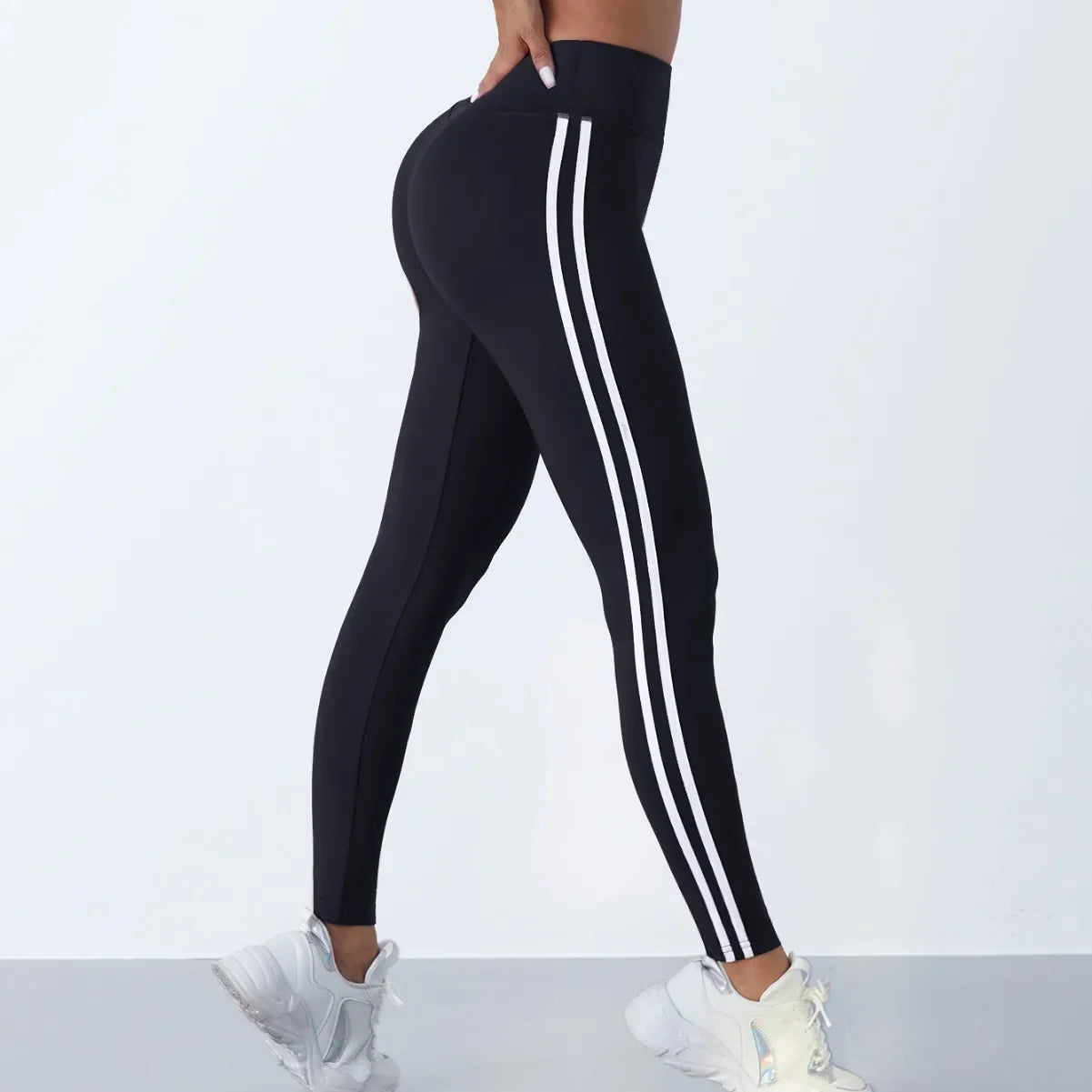 StripeFit Sculpt Leggings – High-Waist Sports Tights  Shape, support, and style in every move.