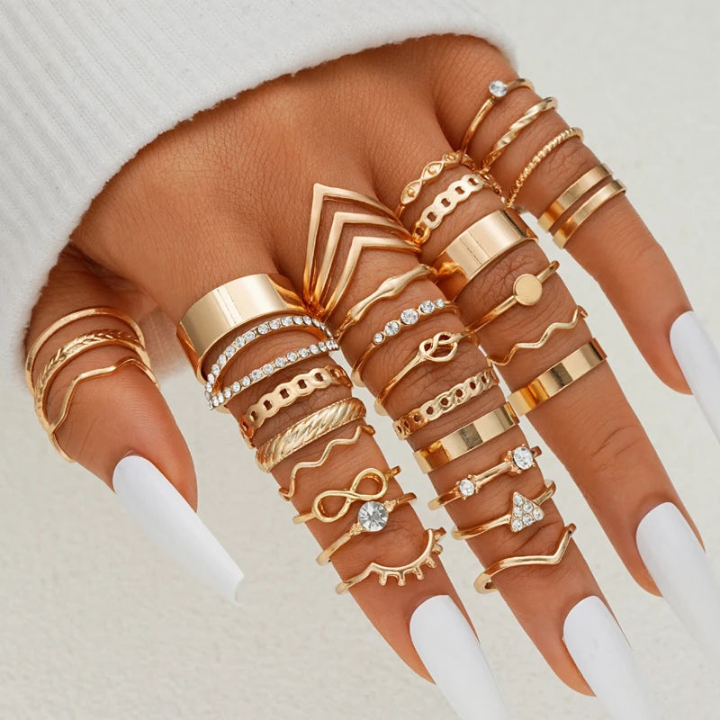 GoldenCharm Ring Set – 58PCS Vintage Mix Rings  Stack it. Mix it. Express your style.