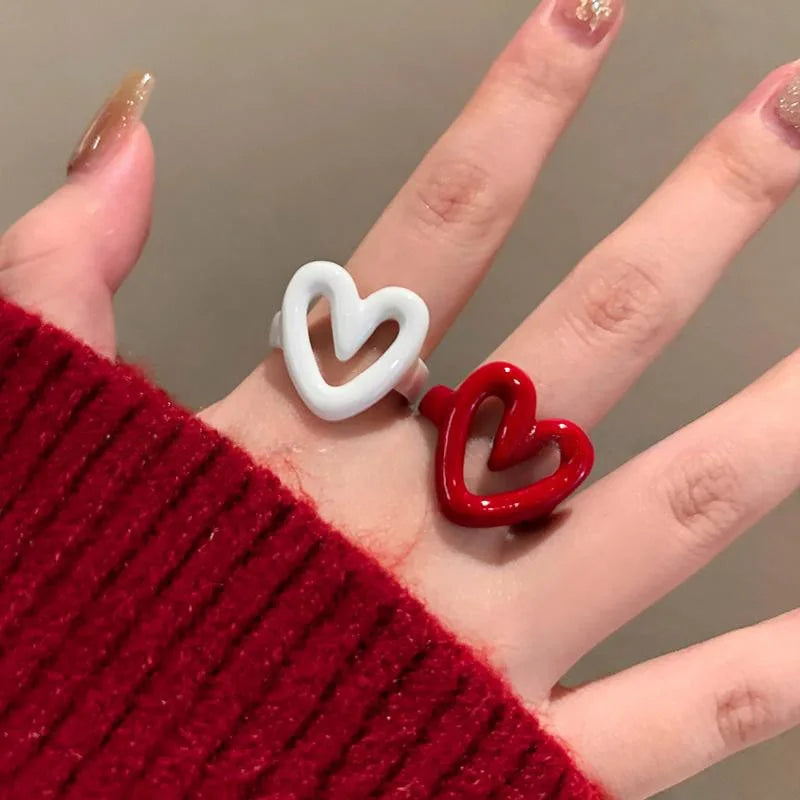 HeartPop Ring – Enamel Sweet Y2K Adjustable Ring  Playful color. Cute charm. Instant statement.