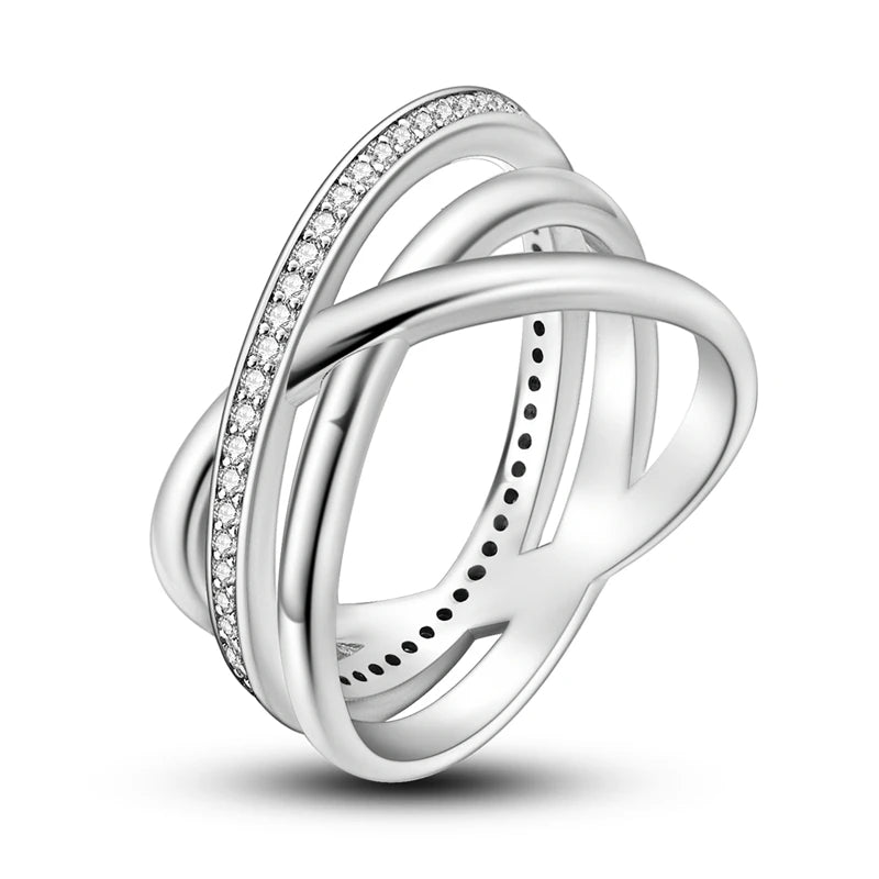 InfinityTwist Ring – 925 Silver Zircon Band  Elegant lines. Timeless shine. A symbol of forever.