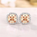Huitan Classic Cushion Shape Stud Earrings with Brilliant Cubic Zirconia Stone Wedding Engagement Party Luxury Jewelry for Women