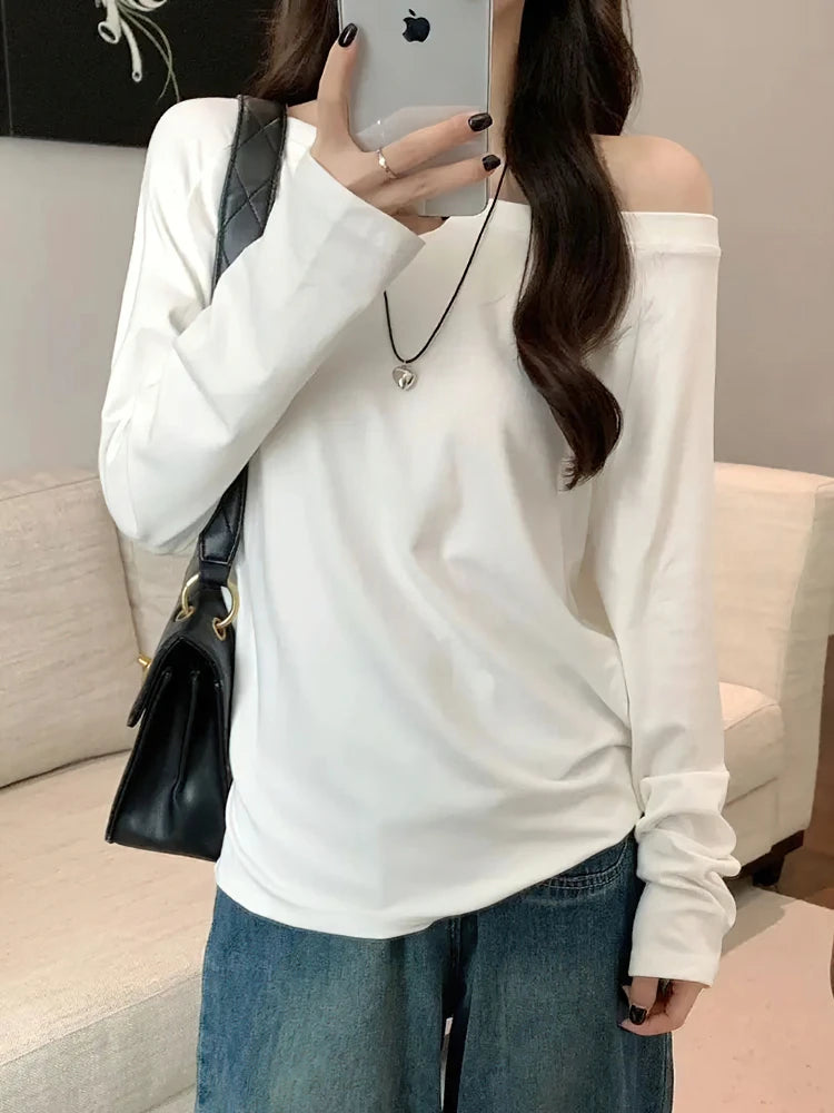 SoftMuse Oversized Tee – Off-Shoulder Korean Style Top  Relaxed fit. Effortless style. Everyday comfort.