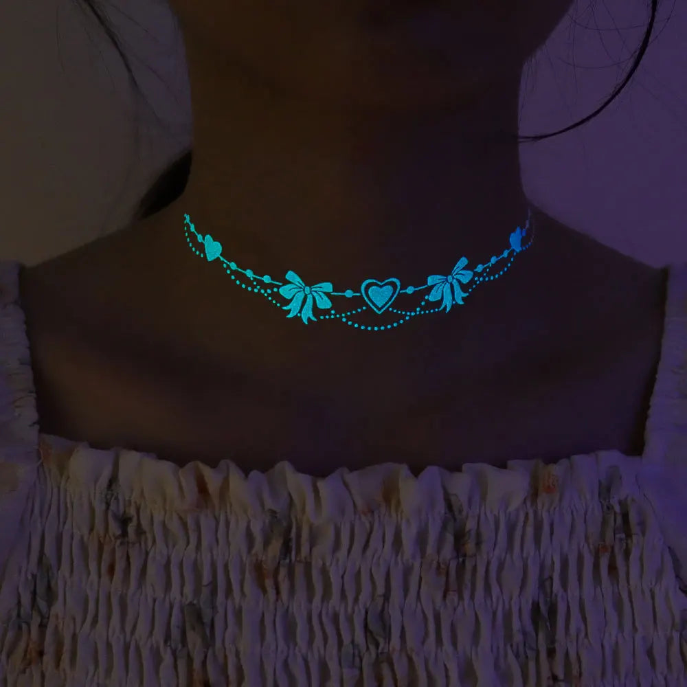 Luminous Bracelet & Necklace Tattoo Stickers – Waterproof Body Art  Glow with effortless style. No jewelry needed.