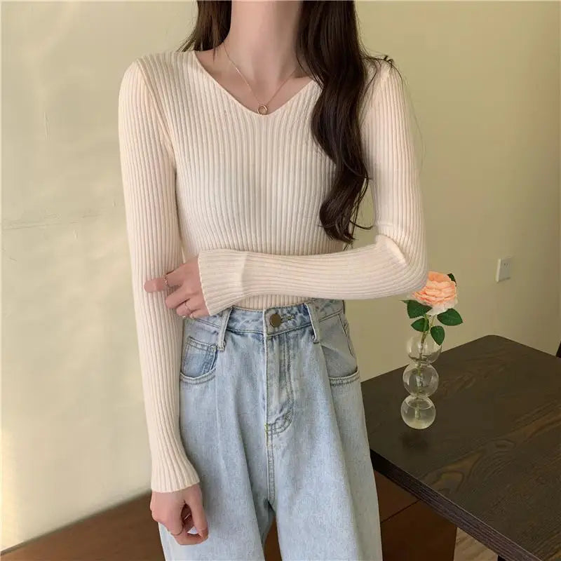 CozyCore Knit Sweater – Long Sleeve Basic Pullover  Soft warmth. Clean style. Everyday comfort.