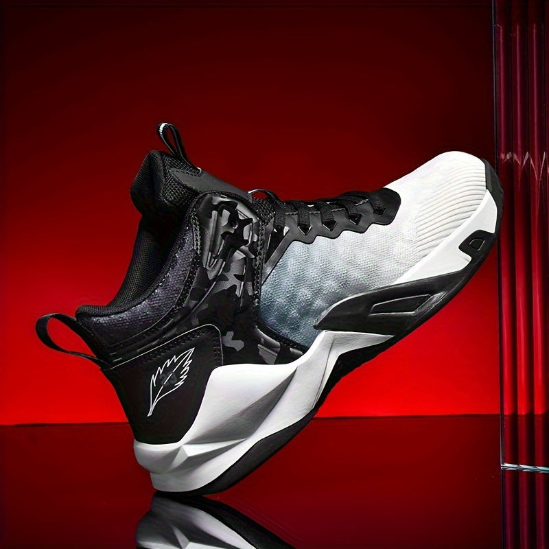Men's Lace-up Basketball Sneakers - Athletic Shoes - Shock-absorbing