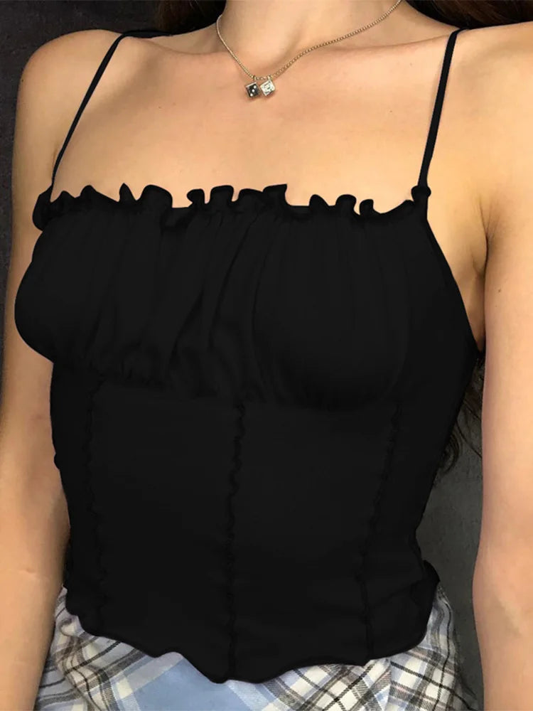 RuffleMuse Crop Top – Strapless Ruched Summer Cami  Playful ruffles. Flattering fit. Summer-ready style.